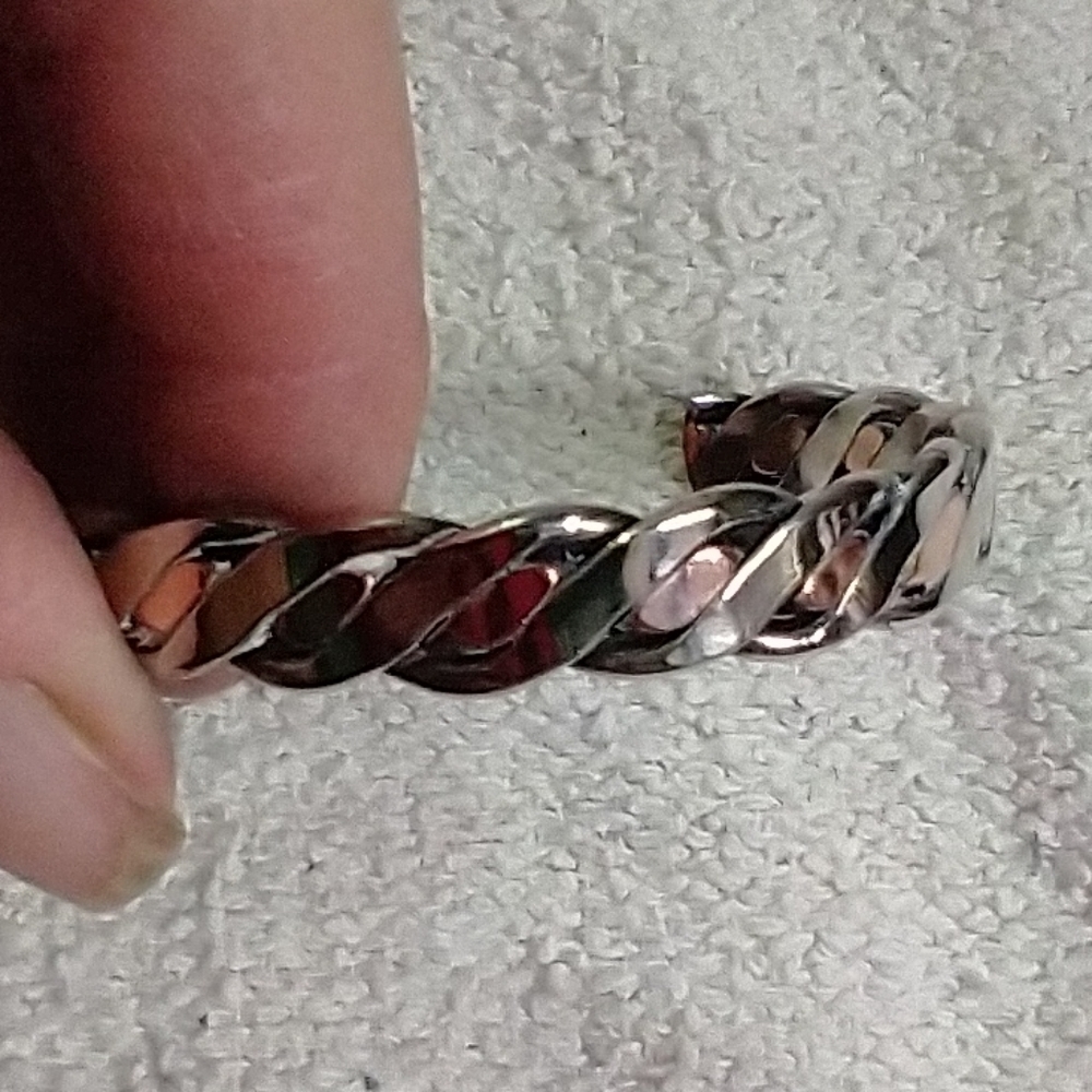 Twisted Copper Silver Cuff Bracelet Adjustable - image 1